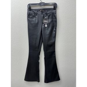Dollhouse Jeans Women's Size 4 Black Vegan Leather Flare High Rise Pants New